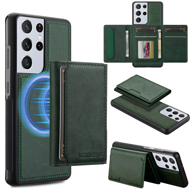 LC.IMEEKE L5 Series Detachable RFID Card Bag Magsafe Phone Case, For Samsung Galaxy S21 Ultra 5G