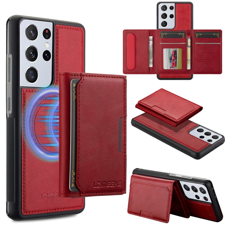LC.IMEEKE L5 Series Detachable RFID Card Bag Magsafe Phone Case, For Samsung Galaxy S21 Ultra 5G