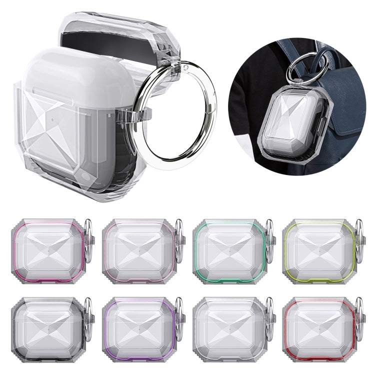 Transparent Two-color Anti-fall TPU Earphones Protective Case with Hook, For AirPods 4