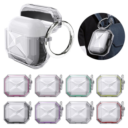 Transparent Two-color Anti-fall TPU Earphones Protective Case with Hook, For AirPods 4