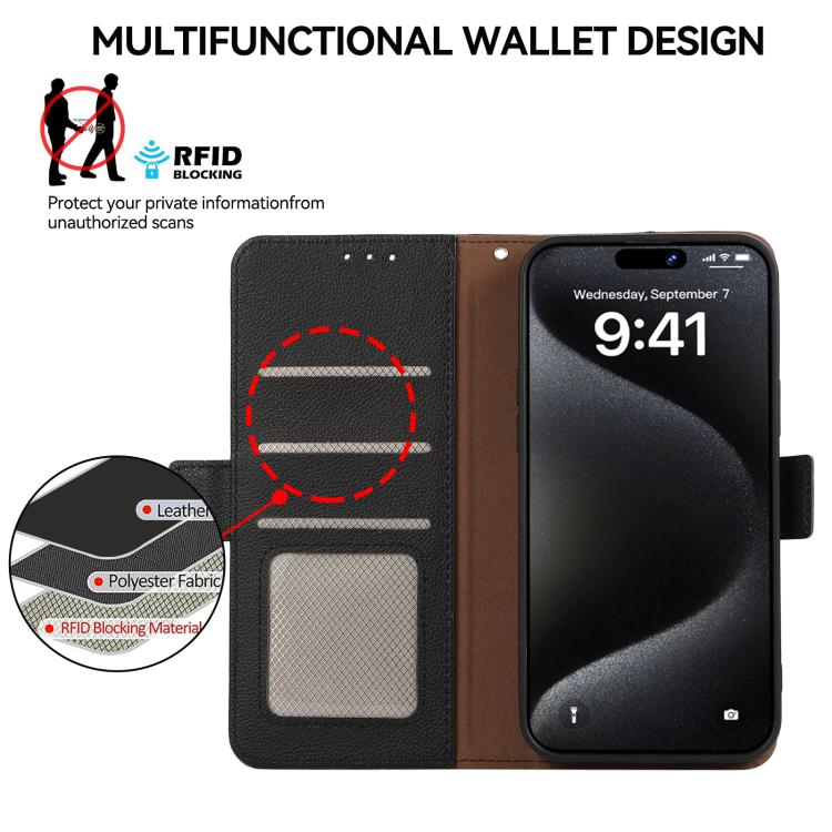 ABEEL Side-Magnetic Litchi Pattern Leather RFID Phone Case, For OnePlus Nord CE6 Lite 5G Global, For OnePlus Ace 6 Ultra, For OnePlus 15T, For OnePlus Turbo 6 / 6V, For OnePlus 15R / Ace 6 / Ace 6T, For OnePlus 15