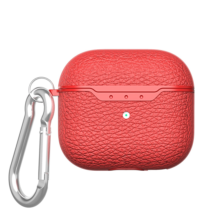 Litchi Texture TPU Shockproof Earphones Case with Hook, For AirPods 4