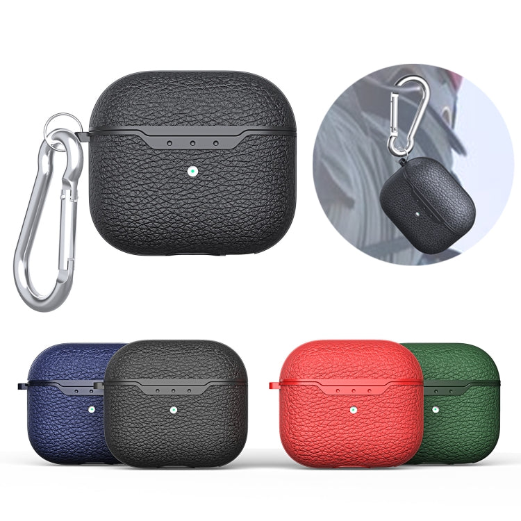 Litchi Texture TPU Shockproof Earphones Case with Hook, For AirPods 4