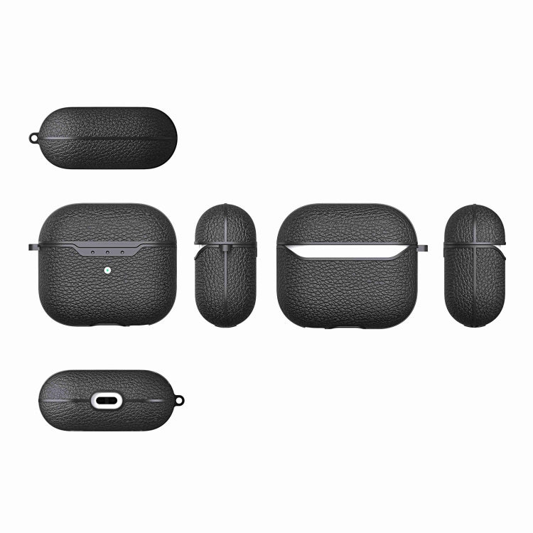 Litchi Texture TPU Shockproof Earphones Case with Hook, For AirPods 4