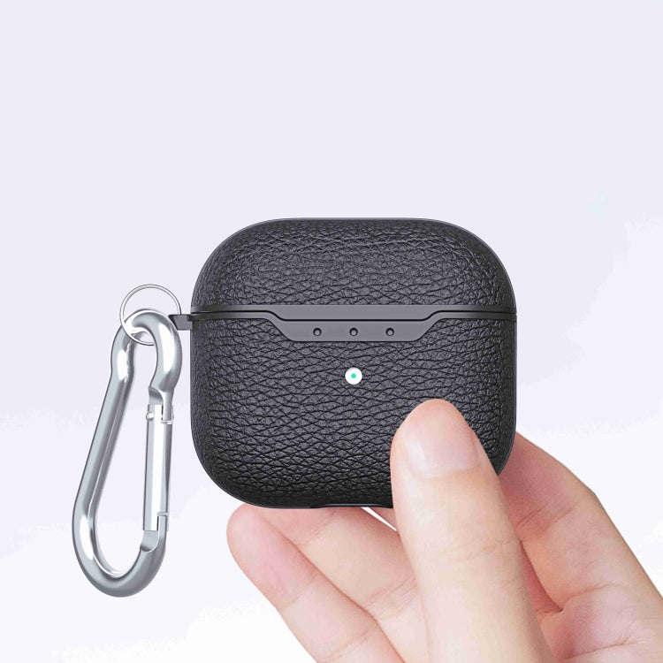 Litchi Texture TPU Shockproof Earphones Case with Hook, For AirPods 4