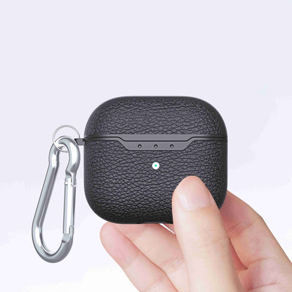 Litchi Texture TPU Shockproof Earphones Case with Hook, For AirPods 4