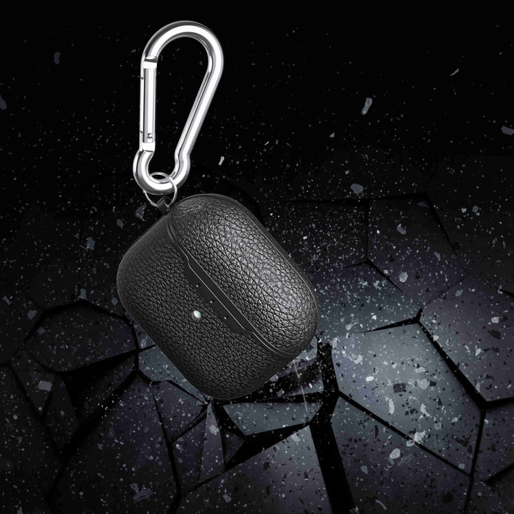 Litchi Texture TPU Shockproof Earphones Case with Hook, For AirPods 4
