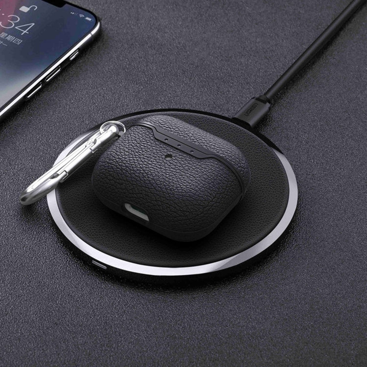 Litchi Texture TPU Shockproof Earphones Case with Hook, For AirPods 4
