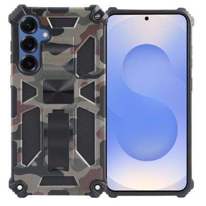 Camouflage Armor Kickstand TPU + PC Magnetic Phone Case, For Samsung Galaxy S26+ 5G, For Samsung Galaxy S26 Ultra 5G, For Samsung Galaxy S26 5G, For Samsung Galaxy S25 5G