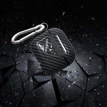 Carbon Fiber Texture TPU Shockproof Protective Earphone Case with Hook, For AirPods 4