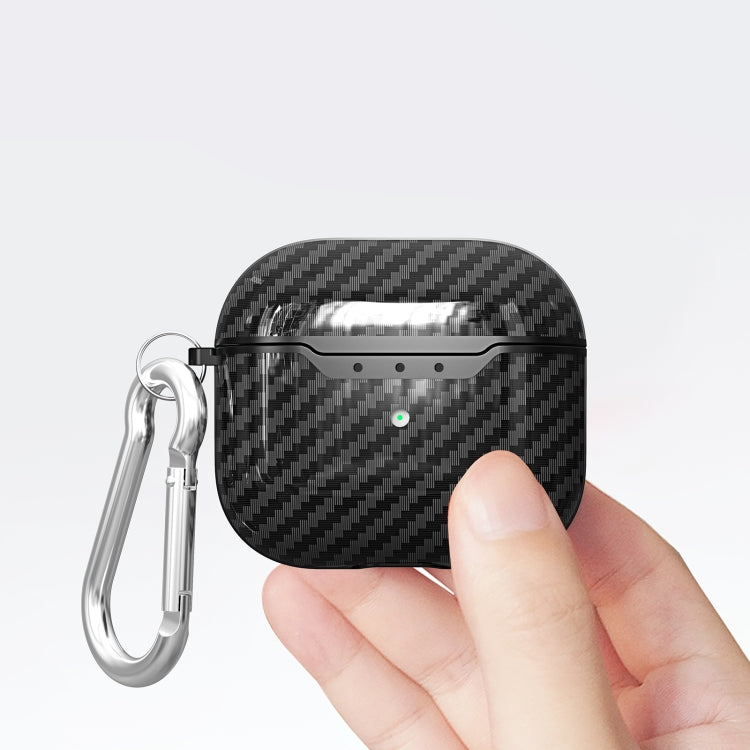 Carbon Fiber Texture TPU Shockproof Protective Earphone Case with Hook, For AirPods 4