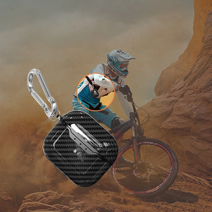 Carbon Fiber Texture TPU Shockproof Protective Earphone Case with Hook, For AirPods 4