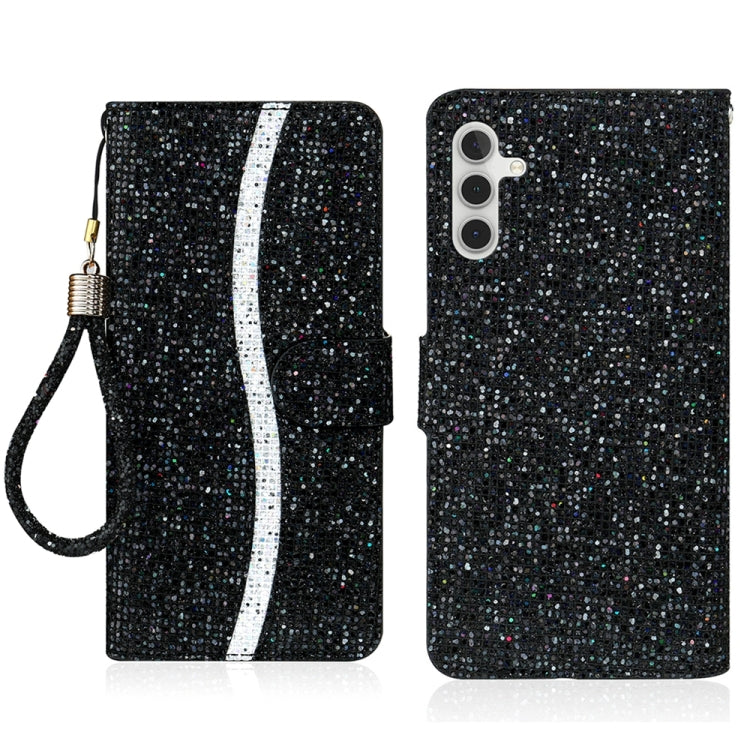 Glitter Powder Filp Leather Phone Case, For Samsung Galaxy S25 FE 5G, For Samsung Galaxy S25 Edge 5G, For Samsung Galaxy S25 5G, For Samsung Galaxy S25+ 5G