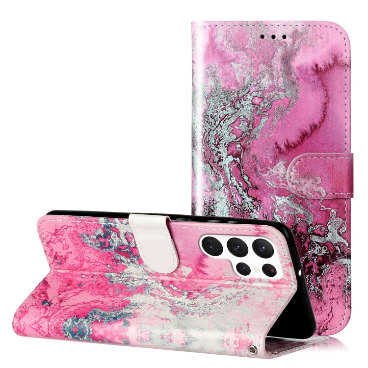 Colored Drawing Marble Pattern Leather Phone Case, For Samsung Galaxy S25 Ultra 5G