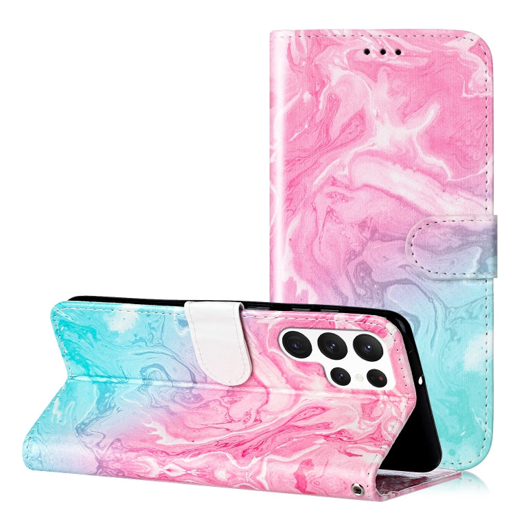 Colored Drawing Marble Pattern Leather Phone Case, For Samsung Galaxy S25 Ultra 5G