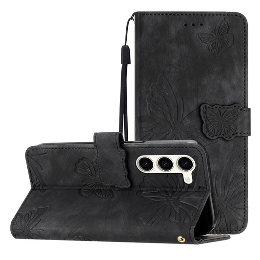 Skin-feel Embossed Butterfly Leather Phone Case, For Samsung Galaxy S25 5G, For Samsung Galaxy S25+ 5G, For Samsung Galaxy S25 Ultra 5G