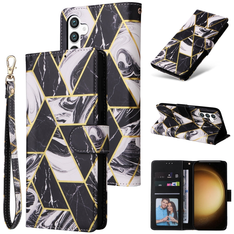 Marble Bronzing Stitching Leather Phone Case, For Samsung Galaxy S25+ 5G, For Samsung Galaxy S25 Ultra 5G, For Samsung Galaxy S24 FE 5G
