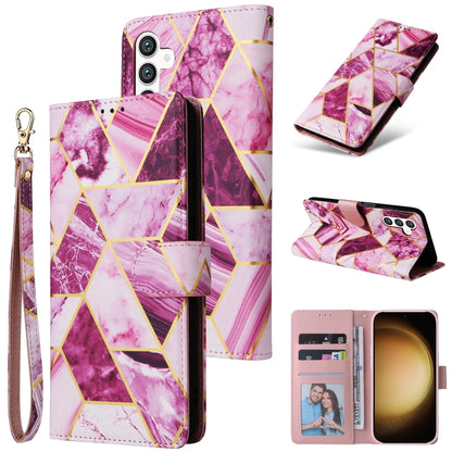 Marble Bronzing Stitching Leather Phone Case, For Samsung Galaxy S25+ 5G, For Samsung Galaxy S25 Ultra 5G, For Samsung Galaxy S24 FE 5G