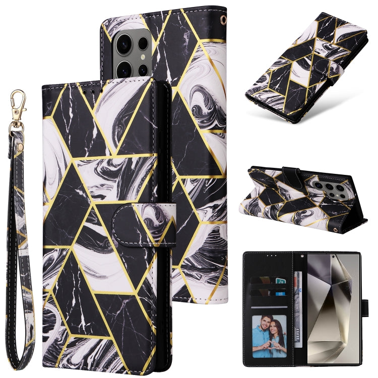 Marble Bronzing Stitching Leather Phone Case, For Samsung Galaxy S25+ 5G, For Samsung Galaxy S25 Ultra 5G, For Samsung Galaxy S24 FE 5G