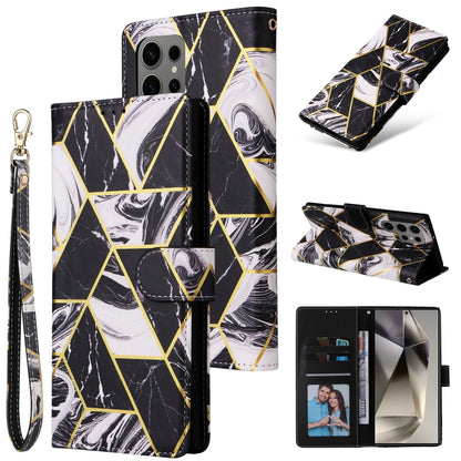 Marble Bronzing Stitching Leather Phone Case, For Samsung Galaxy S25+ 5G, For Samsung Galaxy S25 Ultra 5G, For Samsung Galaxy S24 FE 5G
