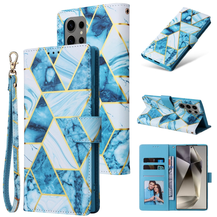 Marble Bronzing Stitching Leather Phone Case, For Samsung Galaxy S25+ 5G, For Samsung Galaxy S25 Ultra 5G, For Samsung Galaxy S24 FE 5G