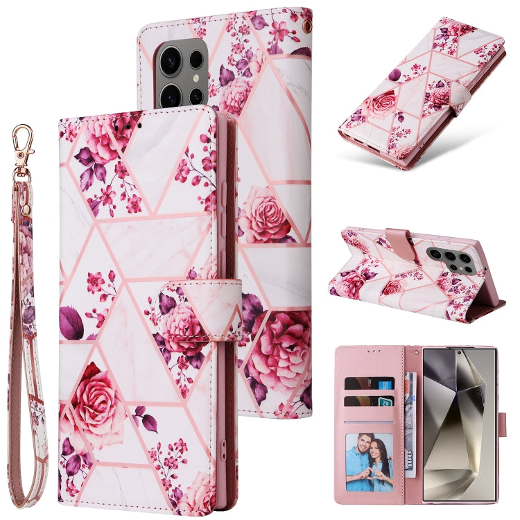 Marble Bronzing Stitching Leather Phone Case, For Samsung Galaxy S25+ 5G, For Samsung Galaxy S25 Ultra 5G, For Samsung Galaxy S24 FE 5G