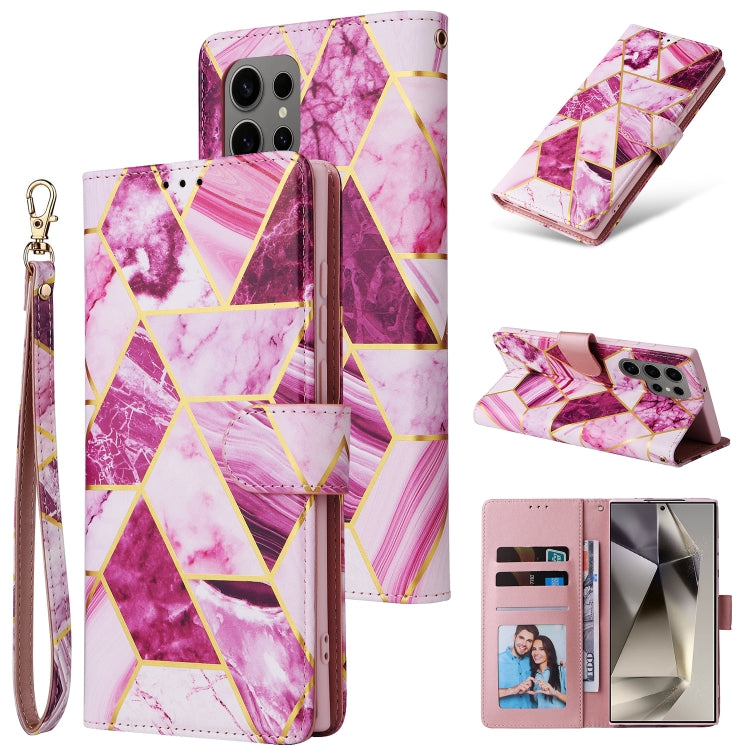 Marble Bronzing Stitching Leather Phone Case, For Samsung Galaxy S25+ 5G, For Samsung Galaxy S25 Ultra 5G, For Samsung Galaxy S24 FE 5G