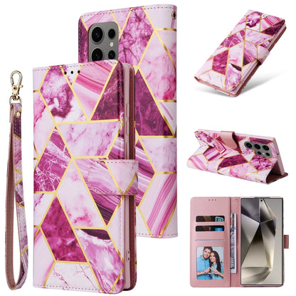 Marble Bronzing Stitching Leather Phone Case, For Samsung Galaxy S25+ 5G, For Samsung Galaxy S25 Ultra 5G, For Samsung Galaxy S24 FE 5G