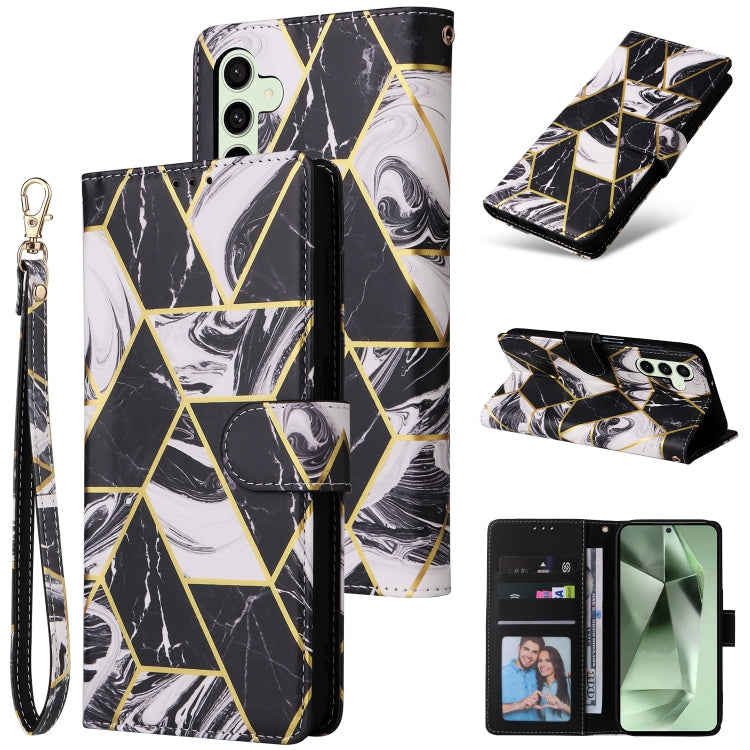 Marble Bronzing Stitching Leather Phone Case, For Samsung Galaxy S25+ 5G, For Samsung Galaxy S25 Ultra 5G, For Samsung Galaxy S24 FE 5G