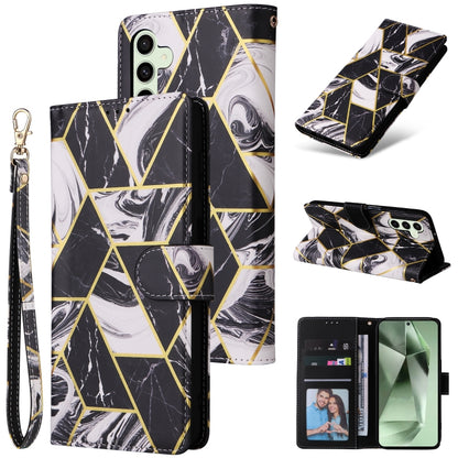 Marble Bronzing Stitching Leather Phone Case, For Samsung Galaxy S25+ 5G, For Samsung Galaxy S25 Ultra 5G, For Samsung Galaxy S24 FE 5G
