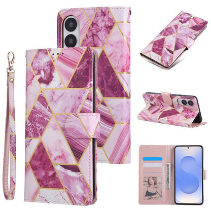 Marble Bronzing Stitching Leather Phone Case, For Samsung Galaxy S26+ 5G, For Samsung Galaxy S26 Ultra 5G, For Samsung Galaxy S26 5G, For Samsung Galaxy S25 FE 5G, For Samsung Galaxy S25 Edge 5G, For Samsung Galaxy S25 5G
