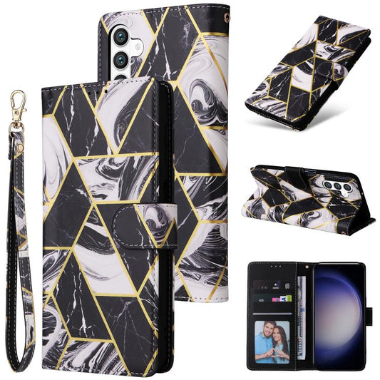 Marble Bronzing Stitching Leather Phone Case, For Samsung Galaxy S26+ 5G, For Samsung Galaxy S26 Ultra 5G, For Samsung Galaxy S26 5G, For Samsung Galaxy S25 FE 5G, For Samsung Galaxy S25 Edge 5G, For Samsung Galaxy S25 5G