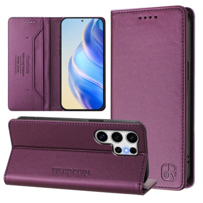 RC01 Dual-Folded Magnetic Suction RFID Leather Phone Case, For Galaxy S23 Ultra 5G, For Galaxy S23+ 5G, For Galaxy S23 5G