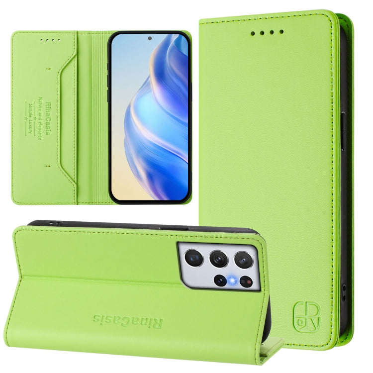 RC01 Dual-Folded Magnetic Suction RFID Leather Phone Case, For Galaxy S21+ 5G, For Galaxy S21 Ultra 5G, For Galaxy S20 Ultra