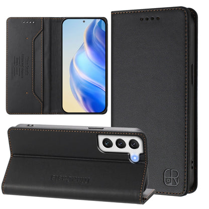 RC01 Dual-Folded Magnetic Suction RFID Leather Phone Case, For Galaxy S21+ 5G, For Galaxy S21 Ultra 5G, For Galaxy S20 Ultra