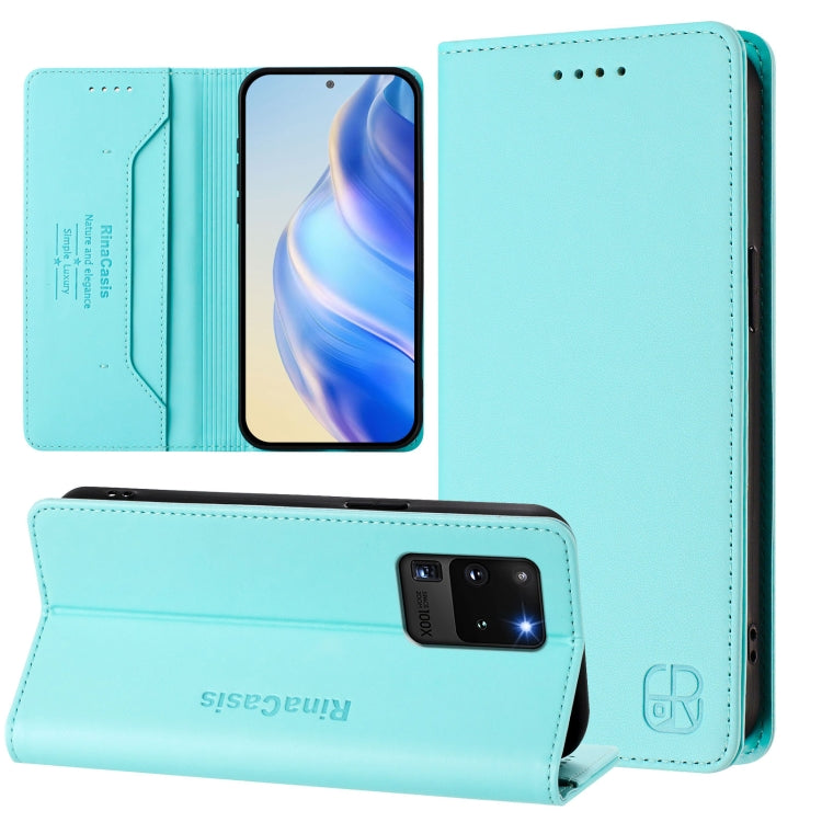 RC01 Dual-Folded Magnetic Suction RFID Leather Phone Case, For Galaxy S21+ 5G, For Galaxy S21 Ultra 5G, For Galaxy S20 Ultra