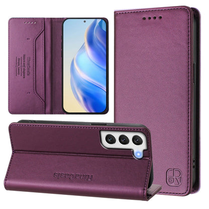 RC01 Dual-Folded Magnetic Suction RFID Leather Phone Case, For Galaxy S22 5G, For Galaxy S21 FE 5G, For Galaxy S21 5G