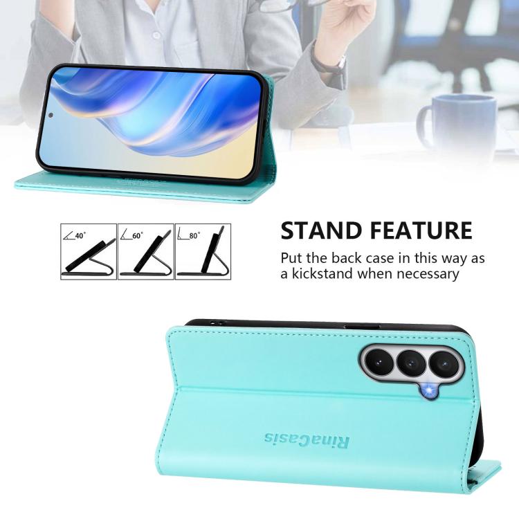 RC01 Dual-Folded Magnetic Suction RFID Leather Phone Case, For Samsung Galaxy S26 5G, For Samsung Galaxy S25 Edge 5G, For Samsung Galaxy S24 / S25 5G