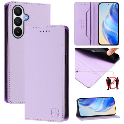 RC01 Dual-Folded Magnetic Suction RFID Leather Phone Case, For Galaxy S26 Ultra 5G, For Galaxy S26 5G, For Galaxy S25 Edge 5G
