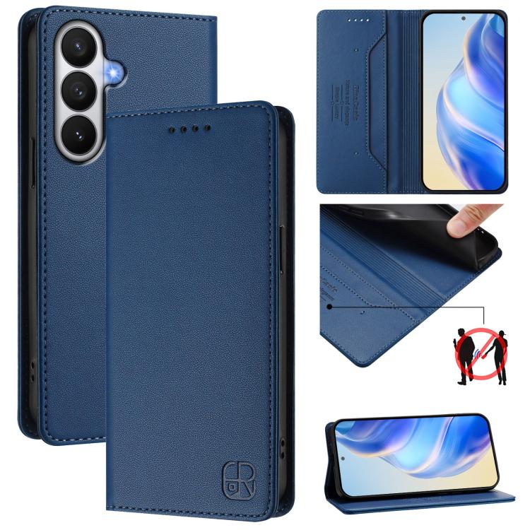 RC01 Dual-Folded Magnetic Suction RFID Leather Phone Case, For Galaxy S26 Ultra 5G, For Galaxy S26 5G, For Galaxy S25 Edge 5G