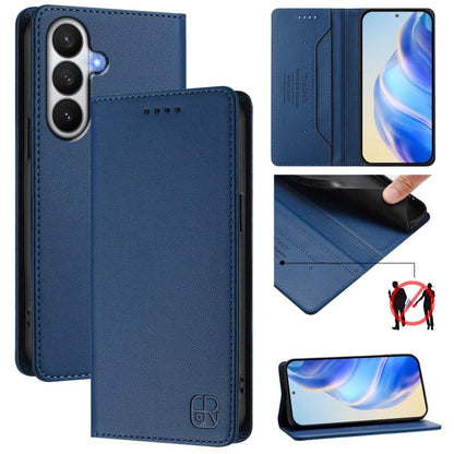 RC01 Dual-Folded Magnetic Suction RFID Leather Phone Case, For Galaxy S26 Ultra 5G, For Galaxy S26 5G, For Galaxy S25 Edge 5G
