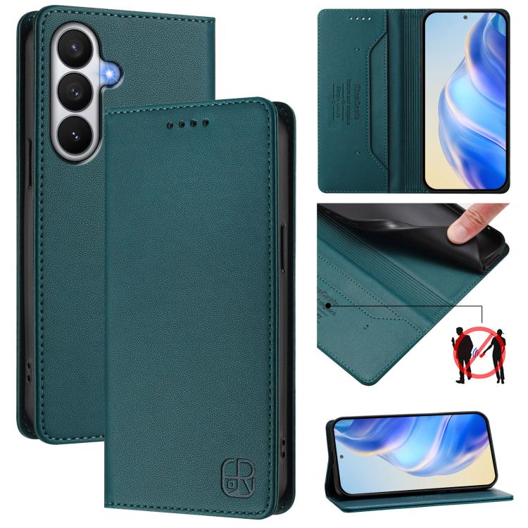 RC01 Dual-Folded Magnetic Suction RFID Leather Phone Case, For Galaxy S26 Ultra 5G, For Galaxy S26 5G, For Galaxy S25 Edge 5G