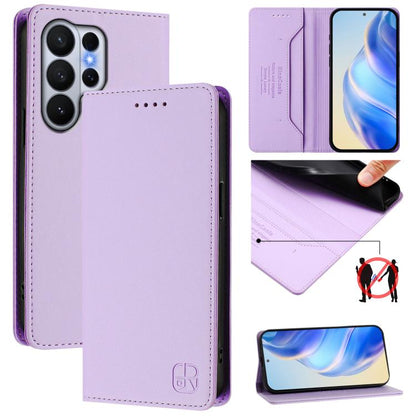 RC01 Dual-Folded Magnetic Suction RFID Leather Phone Case, For Galaxy S26 Ultra 5G, For Galaxy S26 5G, For Galaxy S25 Edge 5G