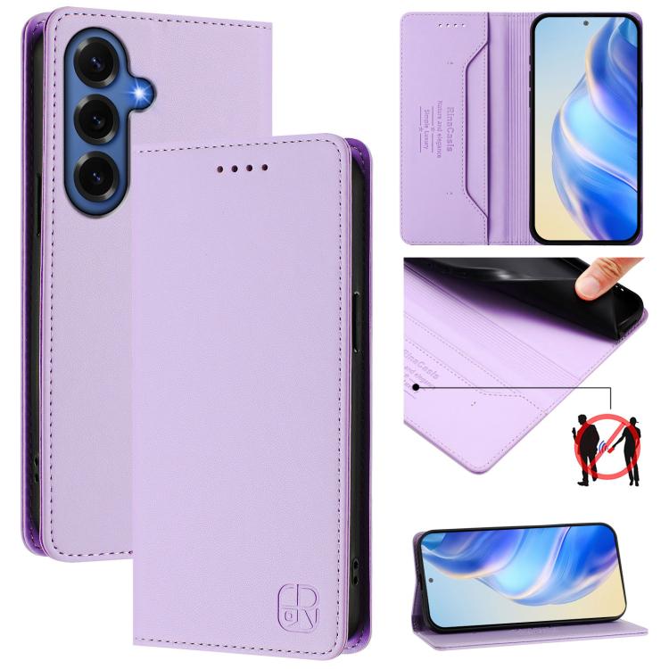 RC01 Dual-Folded Magnetic Suction RFID Leather Phone Case, For Galaxy S26 FE 5G, For Galaxy S26+ 5G, For Galaxy S26 Edge 5G