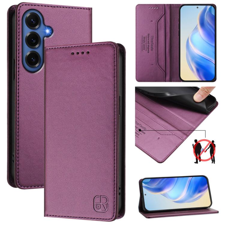 RC01 Dual-Folded Magnetic Suction RFID Leather Phone Case, For Galaxy S26 FE 5G, For Galaxy S26+ 5G, For Galaxy S26 Edge 5G