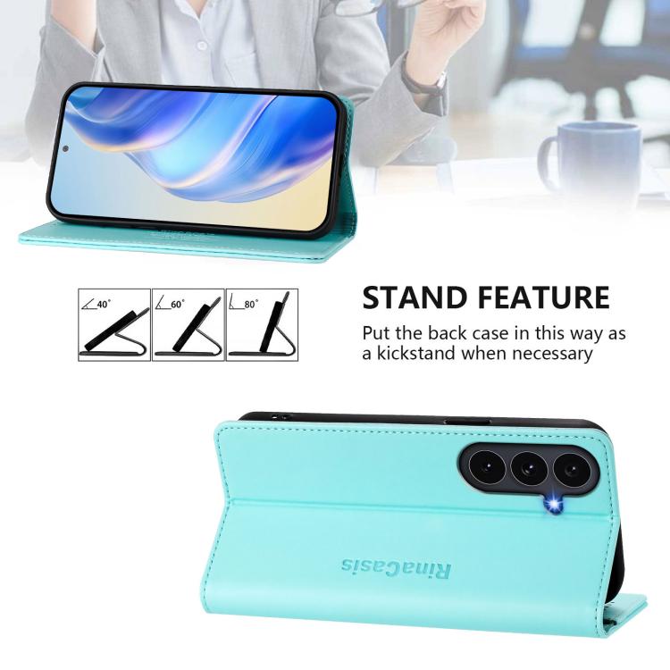 RC01 Dual-Folded Magnetic Suction RFID Leather Phone Case, For Galaxy S26 FE 5G, For Galaxy S26+ 5G, For Galaxy S26 Edge 5G