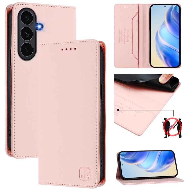 RC01 Dual-Folded Magnetic Suction RFID Leather Phone Case, For Galaxy S26 FE 5G, For Galaxy S26+ 5G, For Galaxy S26 Edge 5G