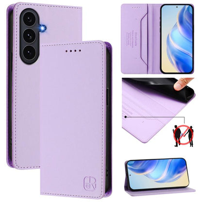 RC01 Dual-Folded Magnetic Suction RFID Leather Phone Case, For Galaxy S26 FE 5G, For Galaxy S26+ 5G, For Galaxy S26 Edge 5G