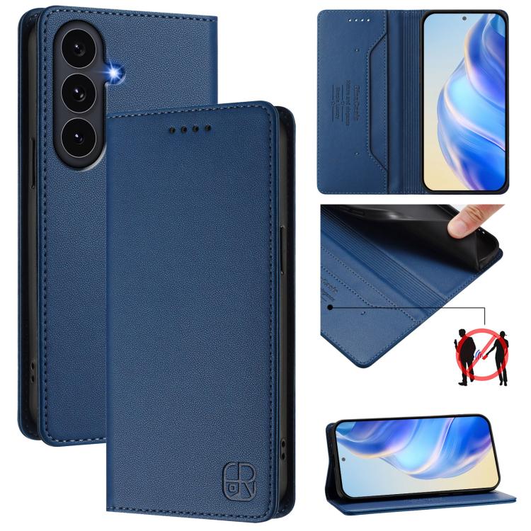 RC01 Dual-Folded Magnetic Suction RFID Leather Phone Case, For Galaxy S26 FE 5G, For Galaxy S26+ 5G, For Galaxy S26 Edge 5G
