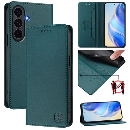RC01 Dual-Folded Magnetic Suction RFID Leather Phone Case, For Galaxy S26 FE 5G, For Galaxy S26+ 5G, For Galaxy S26 Edge 5G